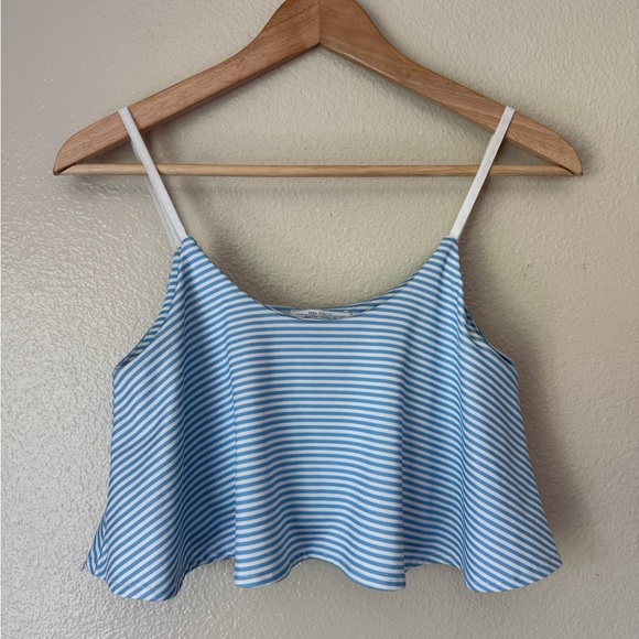 Zara Blue and White Flowy Crop Tank 2 for $22 ❇️ - Picture 2 of 5